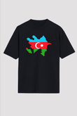 Azerbaycan Siyah Unisex Oversize Tişört T-Shirt