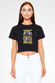 B.I.G Baskılı  Siyah  Crop Top Tişört