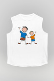 Babalar Günü Baskılı Beyaz Unisex Kolsuz Tişört - Tshirt