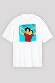 Babalar Günü Baskılı Beyaz Unisex Oversize Tişört - Tshirt