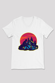 Babalar Günü Baskılı Beyaz Unisex V Yaka Tişört - Tshirt