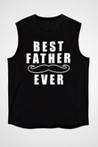Babalar Günü Baskılı Unisex Siyah Kolsuz Tişört - Tshirt