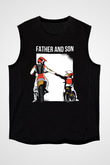Babalar Günü Baskılı Unisex Siyah Kolsuz Tişört - Tshirt