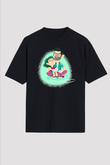 Babalar Günü Baskılı Unisex Siyah Oversize Tişört - Tshirt