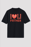 Babalar Günü Baskılı Unisex Siyah Oversize Tişört - Tshirt