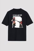 Babalar Günü Baskılı Unisex Siyah Oversize Tişört - Tshirt