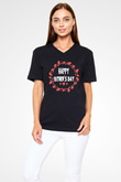 Babalar Günü Baskılı Unisex Siyah V Yaka Tişört - Tshirt