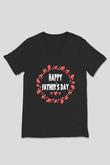 Babalar Günü Baskılı Unisex Siyah V Yaka Tişört - Tshirt