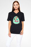 Babalar Günü Baskılı Unisex Siyah V Yaka Tişört - Tshirt