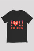 Babalar Günü Baskılı Unisex Siyah V Yaka Tişört - Tshirt