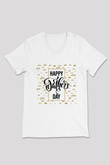 Babalar Günü Beyaz Unisex V Yaka Tişört T-Shirt