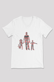 Babalar Günü Beyaz Unisex V Yaka Tişört T-Shirt
