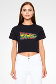 Back to the Future Geleceğe Dönüş Siyah Crop Top Tişört