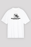 Badminton Baskılı Unisex Beyaz Oversize Tişört - Tshirt