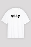 Badminton Baskılı Unisex Beyaz Oversize Tişört - Tshirt