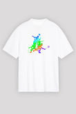 Badminton Baskılı Unisex Beyaz Oversize Tişört - Tshirt