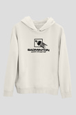 Badminton Baskılı Unisex Ekru Hoodie