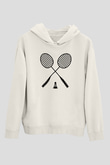 Badminton Baskılı Unisex Ekru Hoodie