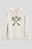Badminton Baskılı Unisex Ekru Hoodie