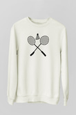 Badminton Baskılı Unisex Ekru Sweatshirt