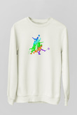 Badminton Baskılı Unisex Ekru Sweatshirt