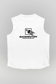Badminton Baskılı Unisex Kolsuz Beyaz Tişört