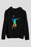 Badminton Baskılı Unisex Siyah Hoodie