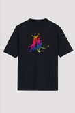 Badminton Baskılı Unisex Siyah Oversize Tişört
