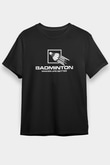 Badminton Baskılı Unisex Siyah Tişört - Tshirt
