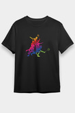 Badminton Baskılı Unisex Siyah Tişört - Tshirt