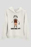 Bahçıvan Beyaz Unisex Kapüşonlu Sweatshirt