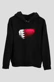Bahreyn - Bahrain Bayrağı Baskılı Unisex Siyah Hoodie