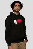 Bahreyn - Bahrain Bayrağı Baskılı Unisex Siyah Hoodie