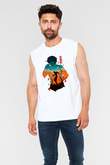 Baki The Grappler Baskılı Beyaz Unisex Kolsuz Tişört - Tshirt