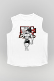 Baki The Grappler Baskılı Beyaz Unisex Kolsuz Tişört - Tshirt