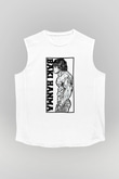Baki The Grappler Baskılı Beyaz Unisex Kolsuz Tişört - Tshirt