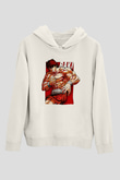 Baki The Grappler Baskılı Beyaz Unisex Hoodie