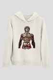 Baki The Grappler Baskılı Beyaz Unisex Hoodie