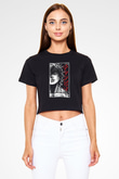 Baki The Grappler Baskılı Siyah Crop Top Kadın Tişört - Tshirt