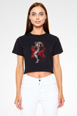 Baki The Grappler Baskılı Siyah Crop Top Kadın Tişört - Tshirt