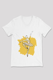 Bale Beyaz Unisex V Yaka Tişört T-Shirt