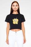 Bale Siyah Crop Top Tişört