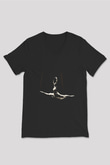 Bale Siyah Unisex V Yaka Tişört T-Shirt