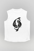 Balık Burcu Baskılı Beyaz Unisex Kolsuz Tişört - Tshirt