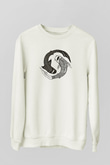 Balık Burcu Baskılı Beyaz Unisex Sweatshirt