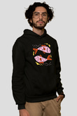 Balık Burcu Baskılı Unisex Siyah Hoodie
