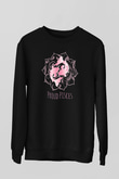 Balık Burcu Baskılı Unisex Siyah Sweatshirt