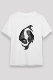 Balık Burcu Unisex Baskılı Beyaz Tişört - Tshirt