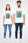 Balıkçı Beyaz Unisex Tişört T-Shirt - TişörtFabrikası