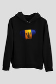 Barbados Bayrağı Baskılı Unisex Siyah Hoodie